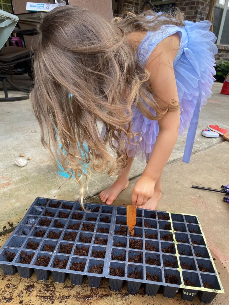 Toddler Prepping Seed Pod Soil 3