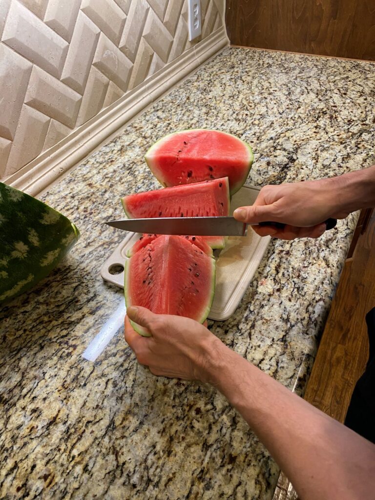 slicing watermelon